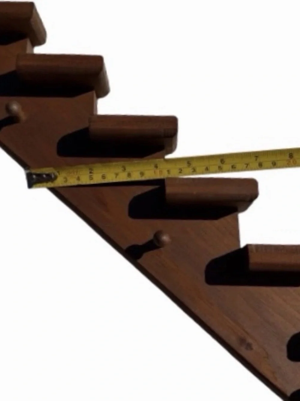 Vintage MCM Wooden Staircase Wall Shelf Knick Knack Curio Display Pegs 17